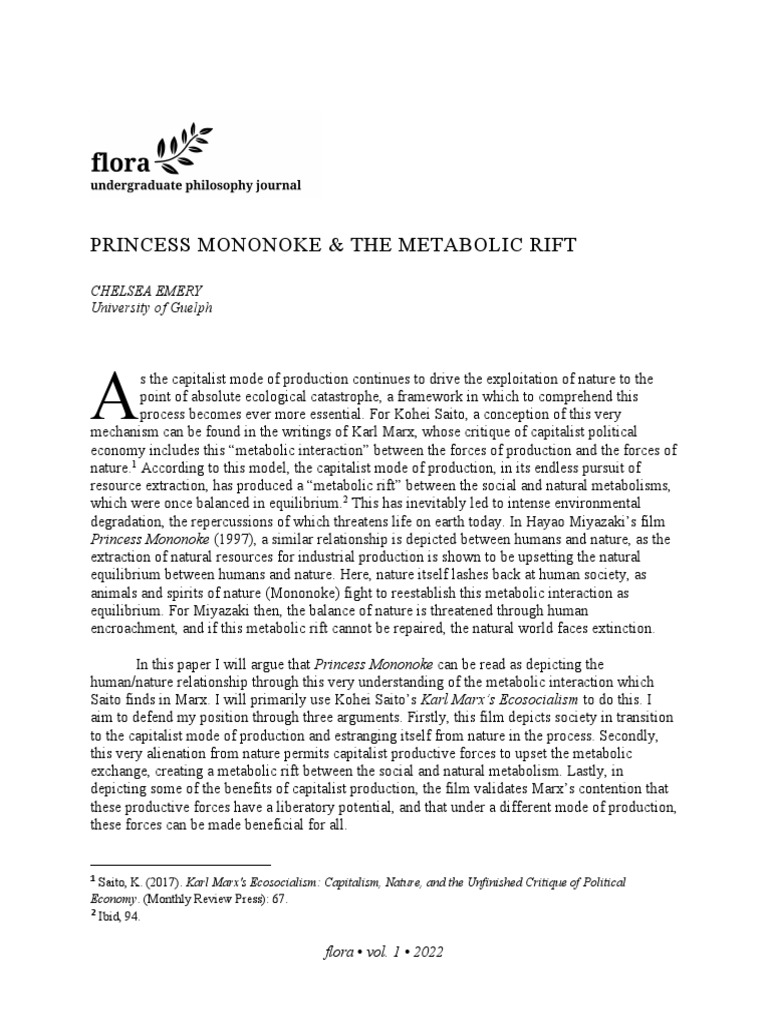 Princess Mononoke & The Metabolic Rift: Chelsea Emery University of ...