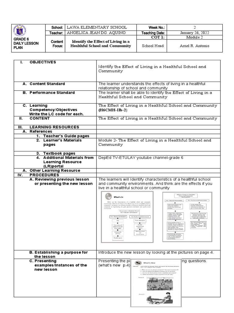 1st Cot - LP q2, sy2021-2022-LAWAES | PDF | Teachers | Learning