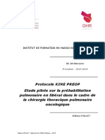 Protocole KINE PREOP Etude Pilote Sur La Préhabilitation Pulmonaire en Libéral Dans Le Cadre de La Chirurgie Thoracique Pulmonaire Oncologique