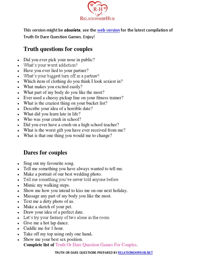 400+ Fun Truth Or Dare Questions For Couples