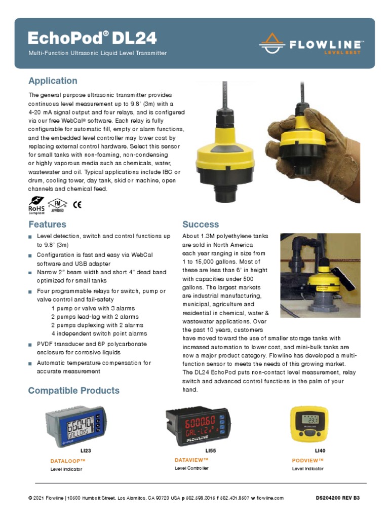 EchoPod DL24 Data Sheet | PDF | Pump | Equipment