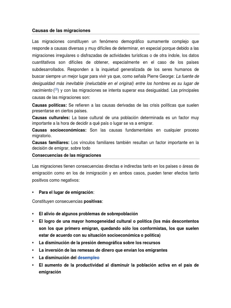 Causas y consecuencias de la migración | PDF | Migración humana | Género