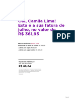 Fatura de cartão de crédito com detalhes de pagamento, saldo e transações