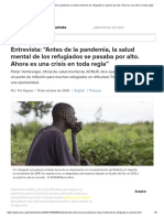 ACNUR - Entrevista - Antes de La Pandemia, La Salud Mental de Los Refugiados Se Pasaba Por Alto. Ahora Es Una Crisis en Toda Regla