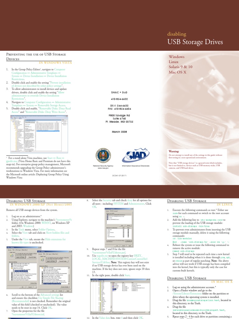 Disabling Usb Storage Pdf Usb Flash Drive Windows Vista