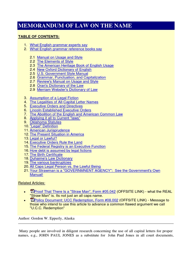 Legal Implications of All-Caps Names | PDF | Letter Case | United ...