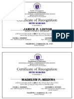Certificate of Recognition: Janice P. Liston