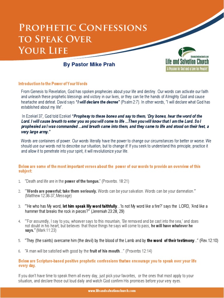 Prophetic Confessions To Speak Over Your Life v3 - LSC | PDF | Jesus ...