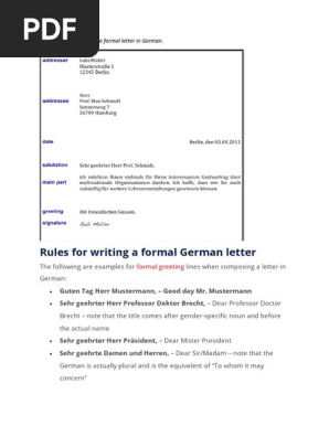 German Formal Letter