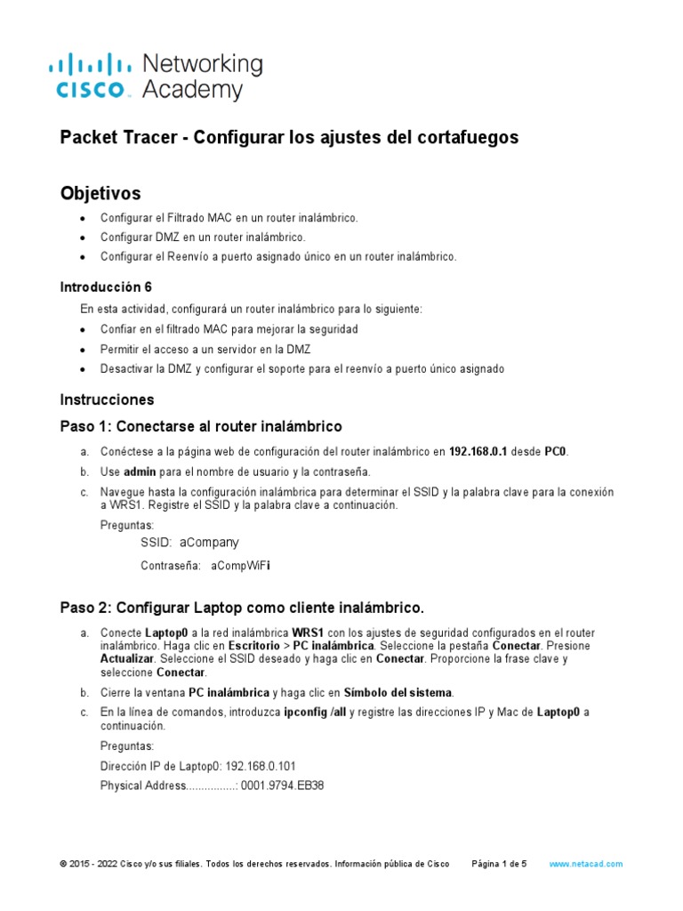 6.1.4.7 Packet Tracer Configure Firewall Settings ILM Finalizado