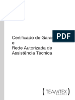 Certificado de Garantia e Rede Autorizada de Assistência Técnica