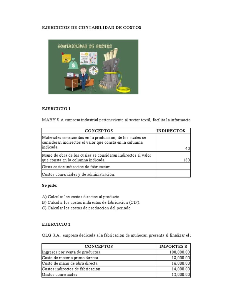 Ejercicios de Contabilidad de Costos JN | PDF | Costo | Inventario