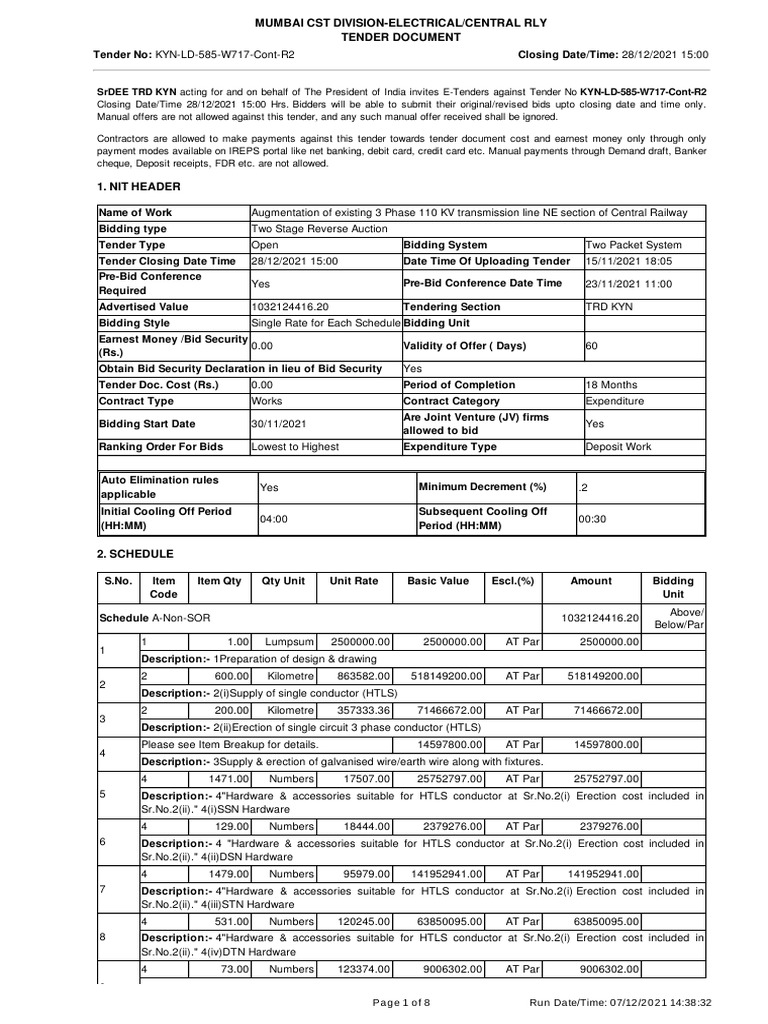 Srdee TRD Kyn Acting For and On Behalf of The President of India