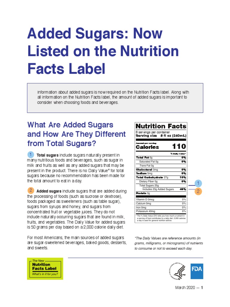 Added Sugars on Nutrition Labels | PDF | Nutrition Facts Label ...