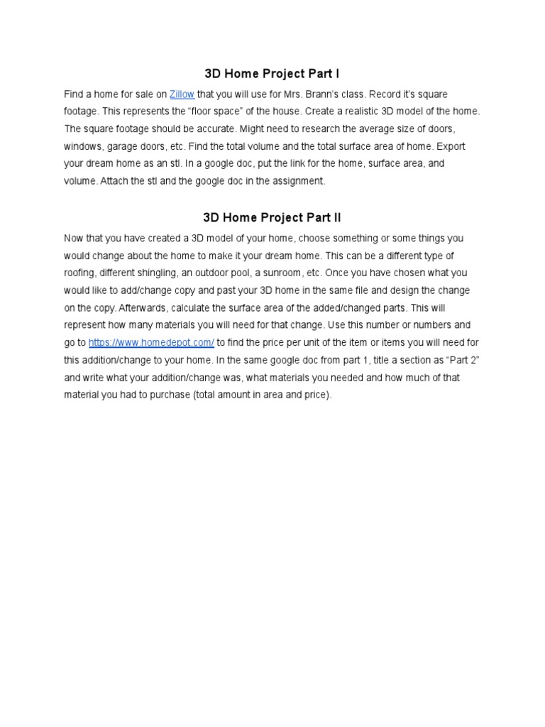 Dream Home Project Part I and Part II | PDF