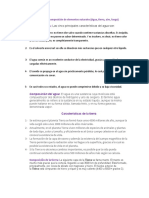 Características y composición de agua, tierra, aire y fuego