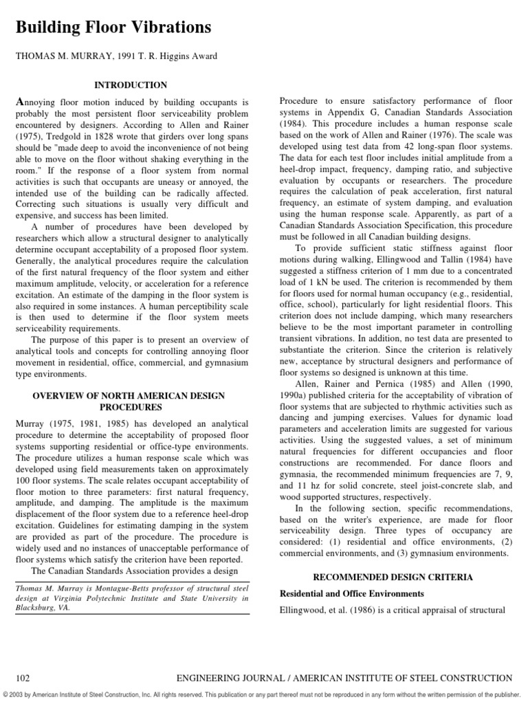 Building Floor Vibrations | PDF | Resonance | Frequency