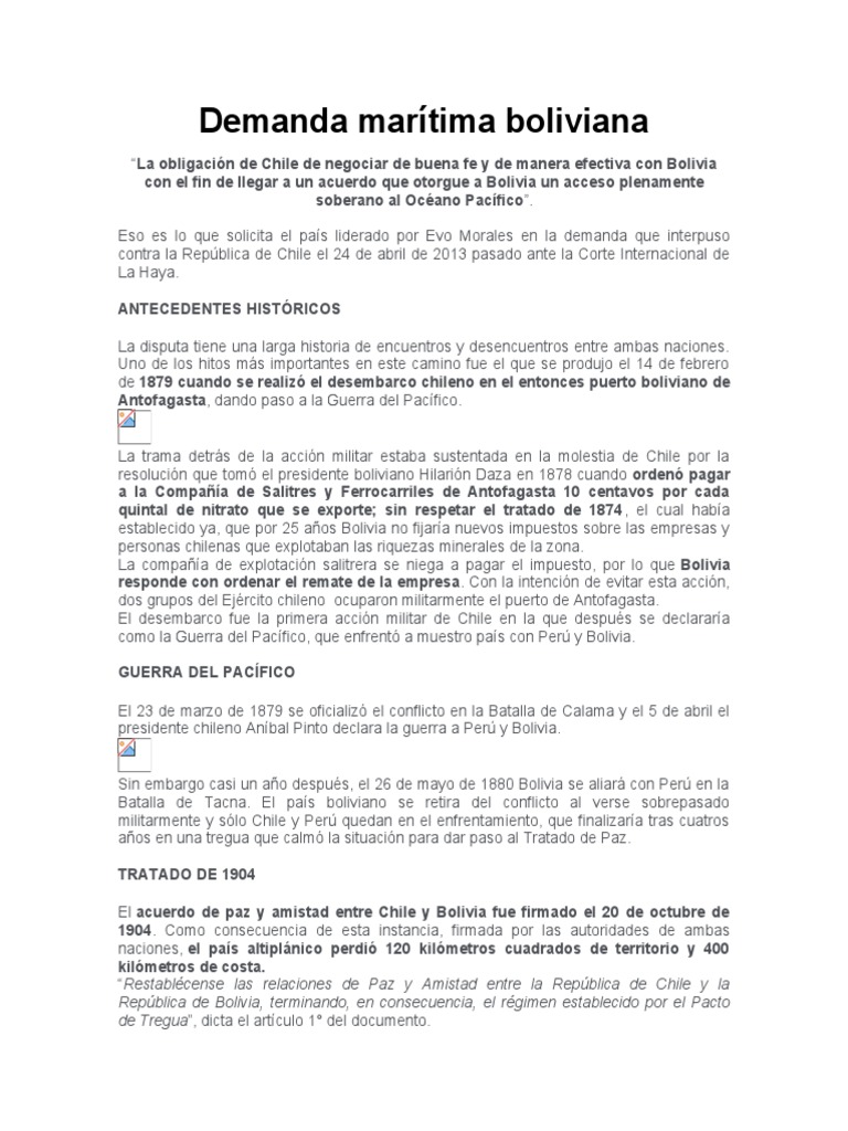 Demanda Marítima Boliviana Pdf Bolivia Relaciones Internacionales