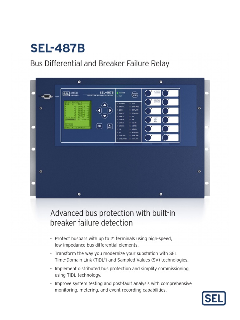 SEL487B Bus Differential and Breaker Failure Relay PDF Computer Network Relay