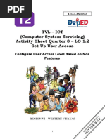 TVL - Ict (Computer System Servicing) Activity Sheet Quarter 3 - LO 1.2 Set Up User Access