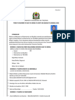 aMFUMO WA MAOMBI YA KAZI ZA UKARANI NA USIMAMIZI WA SENSA - Fomu Na. 1 Ya Maombi Ya Kazi Za Sensa 2022