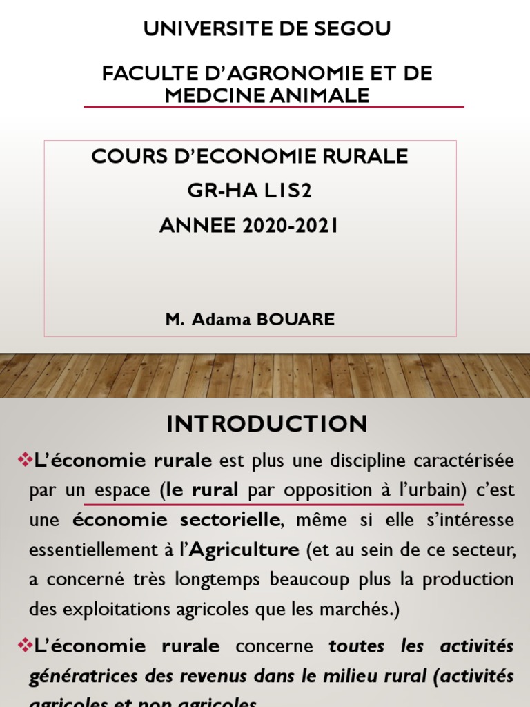 Cours d'Économie Rurale 2020-2021 | PDF | Économie | Prêts