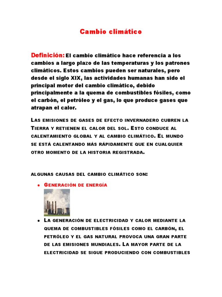 Causas y Soluciones del Cambio Climático | PDF | Gases de efecto ...