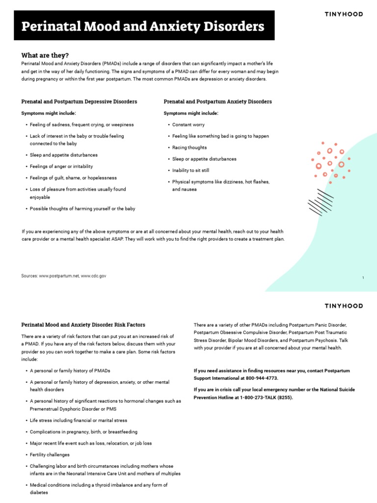 Perinatal Mood and Anxiety Disorders: What Are They? | PDF | Mental ...