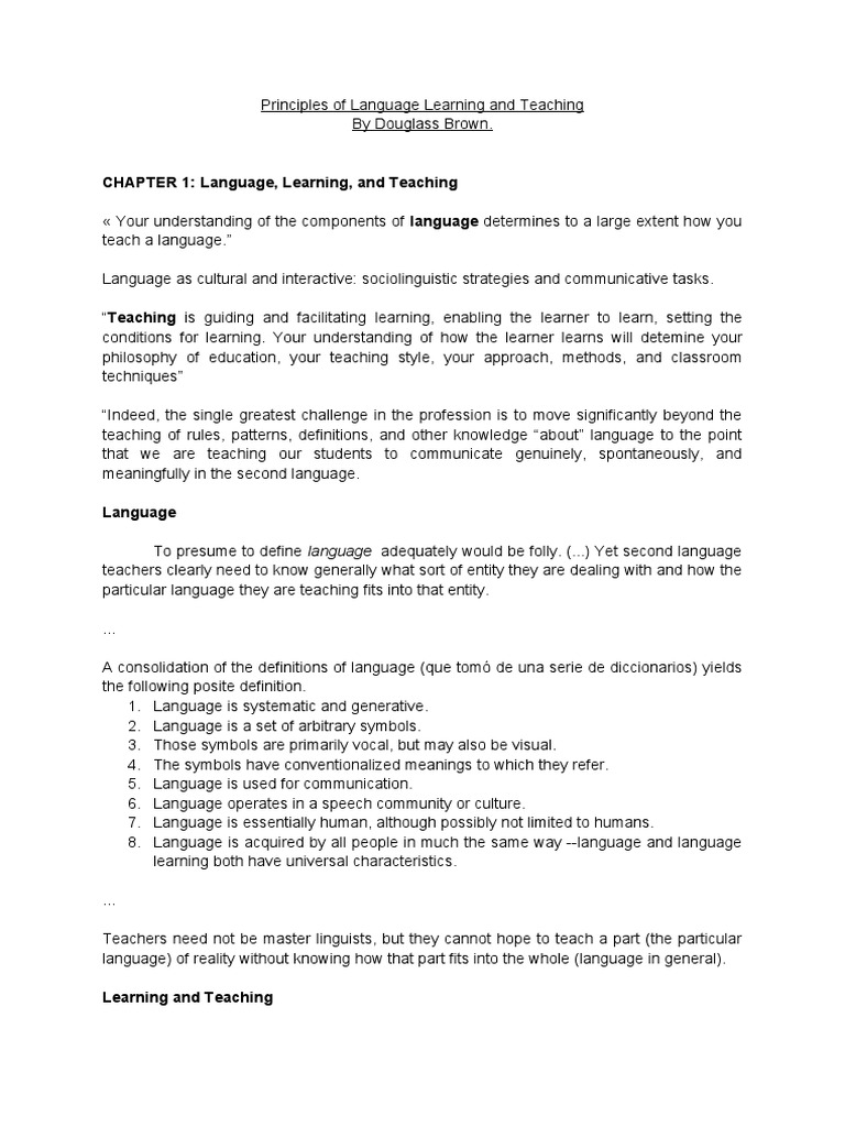 Principles of Language Learning and Teaching-Notas Resumidas | PDF ...