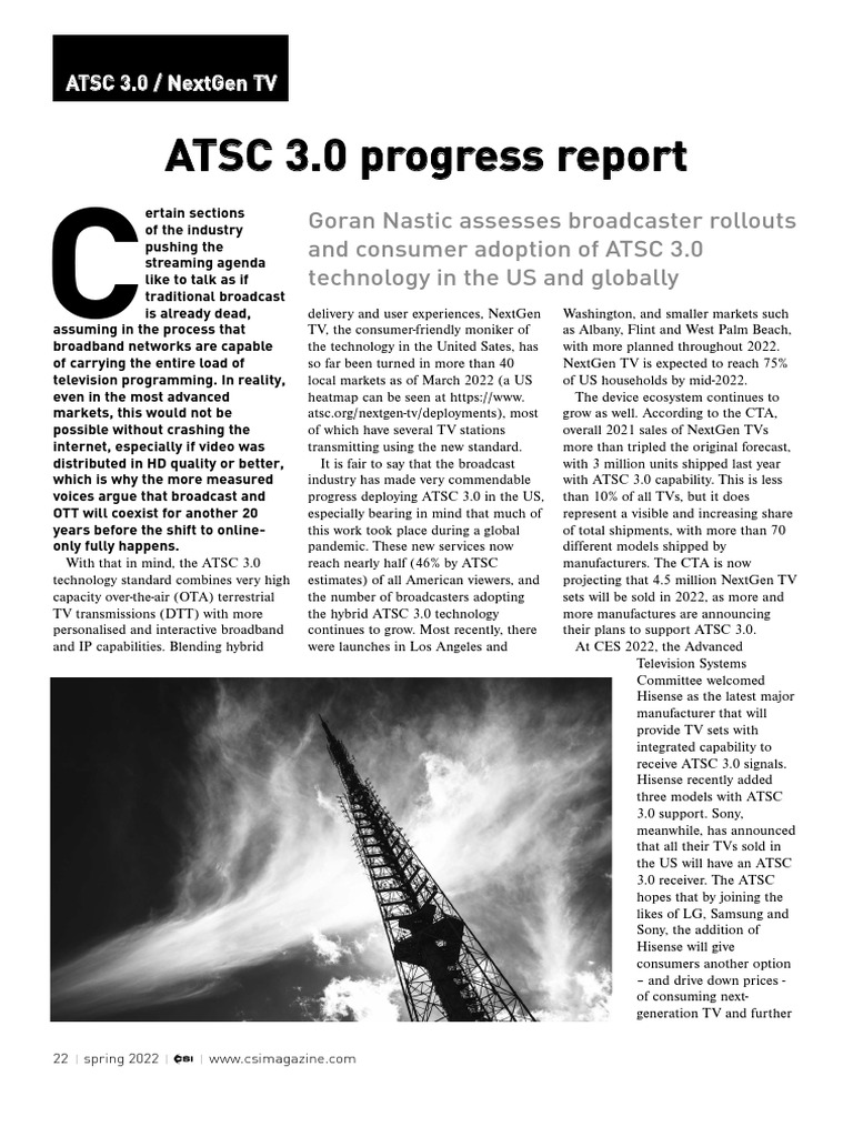 ATSC 3.0 NextGen TV Progress Report | PDF | Television | Multimedia