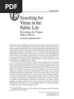 Searching For Virtue in The Public Life: Revisiting The Vulgar Ethics Thesis