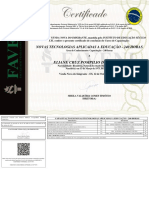 Certificado de Conclusão de Curso - Com Fundo (Capacitação) - Eliane Cruz Pompilio Dos Santos - Novas Tecnologias Aplicadas a Educação - 240 Horas