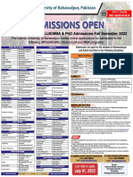 Admission open for MPhil, MS, MSc 2022