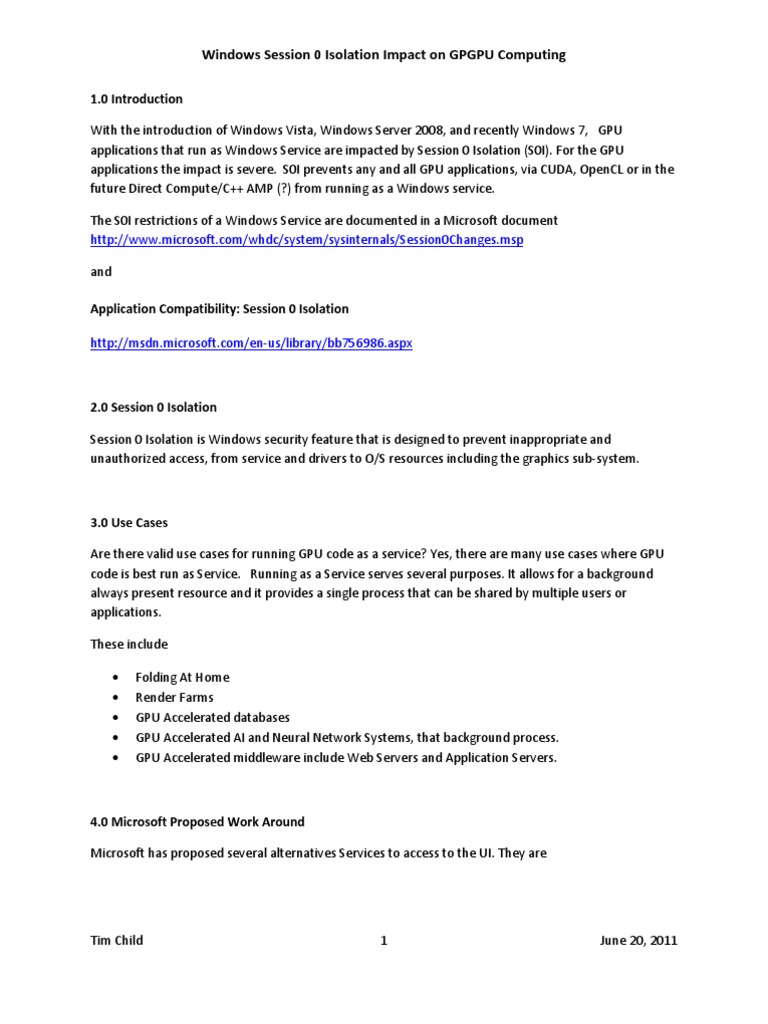 Windows Session 0 Isolation Impact On GPU As Service | PDF | User ...