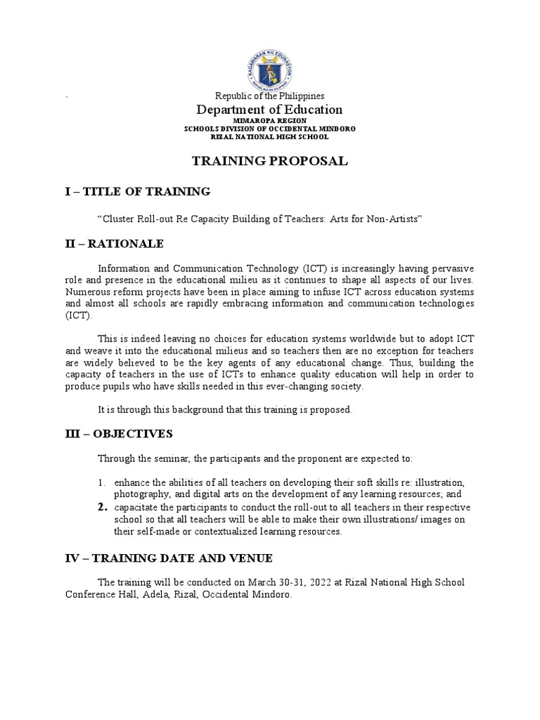 Department of Education Training Proposal PDF Information And Communications Technology