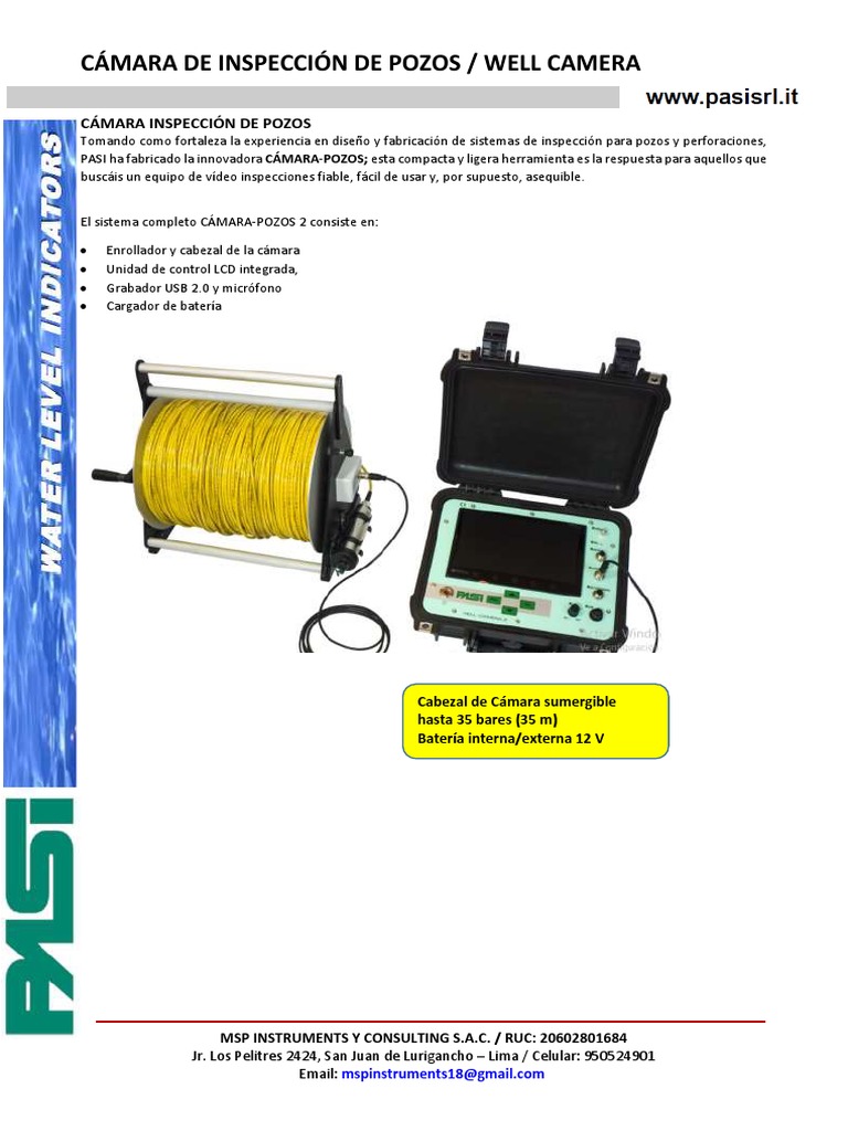 Camara de Inspeccion de Pozos - Pasi - MSP INSTRUMENTS Y CONSULTING SAC ...