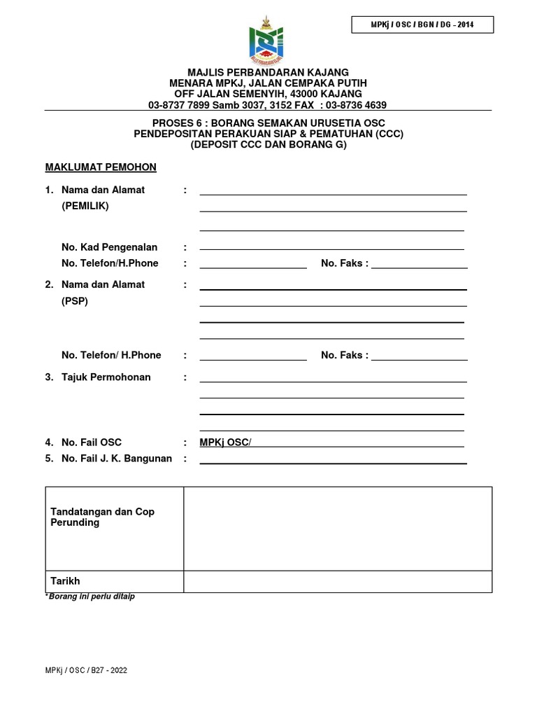 Proses CCC dan Borang OSC MPKj | PDF | Teknologi & Rekayasa