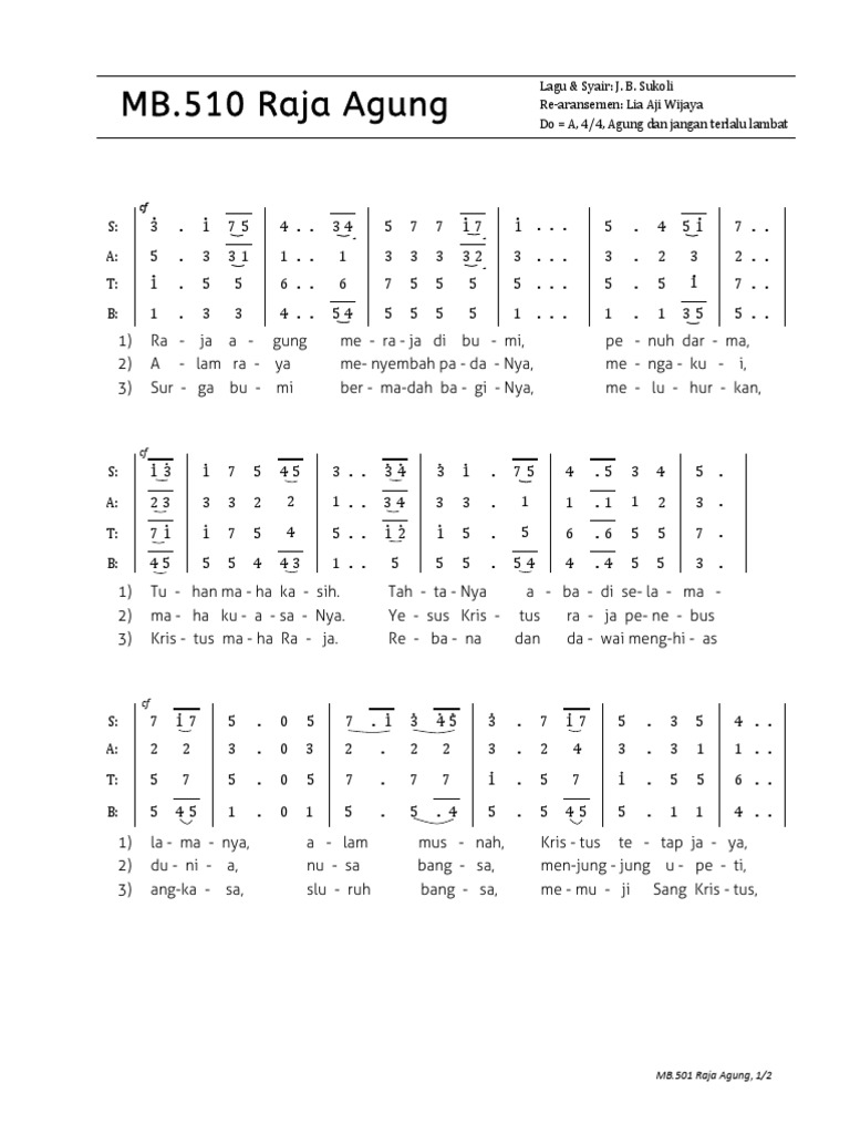 Lirik Lagu Raja Agung dan Ritual 510 | PDF