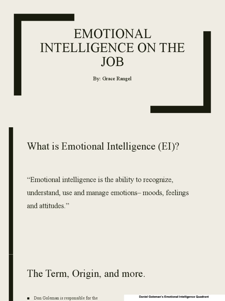 Emotional Intelligence in the Workplace | PDF | Emotional Intelligence ...