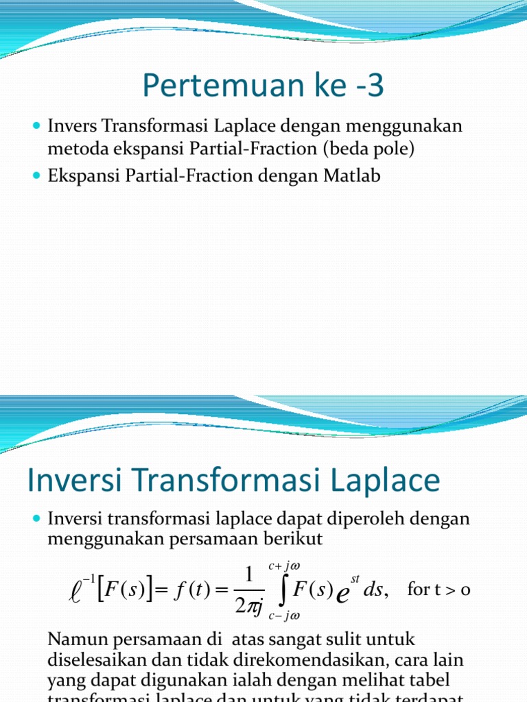 Invers Transformasi Laplace dengan Matlab | PDF