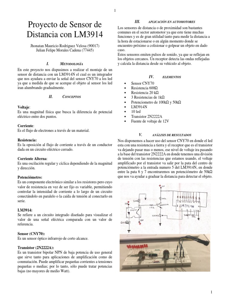 Sensor de Distancia con LM3914 | PDF | voltaje | Transistor