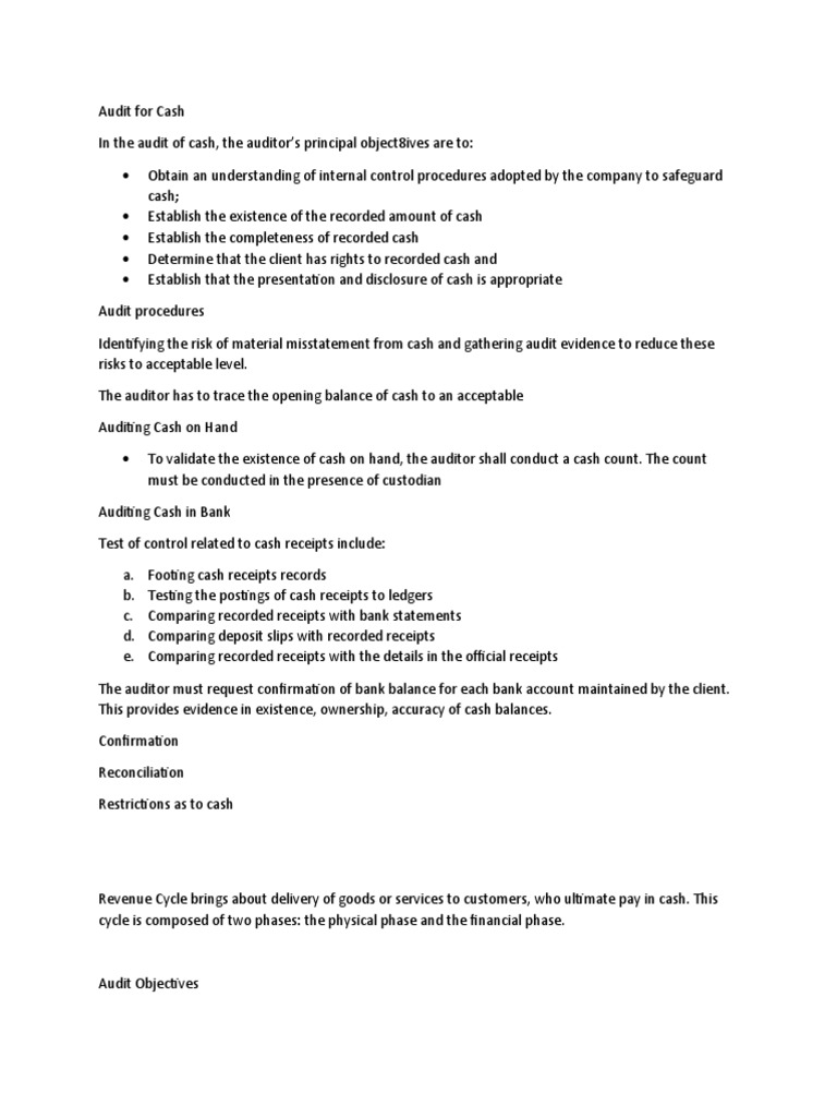 Audit For Cash | PDF