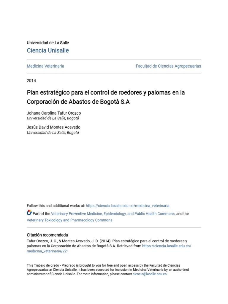 Plan Estratégico para El Control de Roedores y Palomas en La Corp | PDF ...