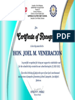 Certificate of Recognition: Hon. Joel M. Veneracion