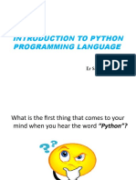 Introduction To Python Programming Language: by Er Sandeep R