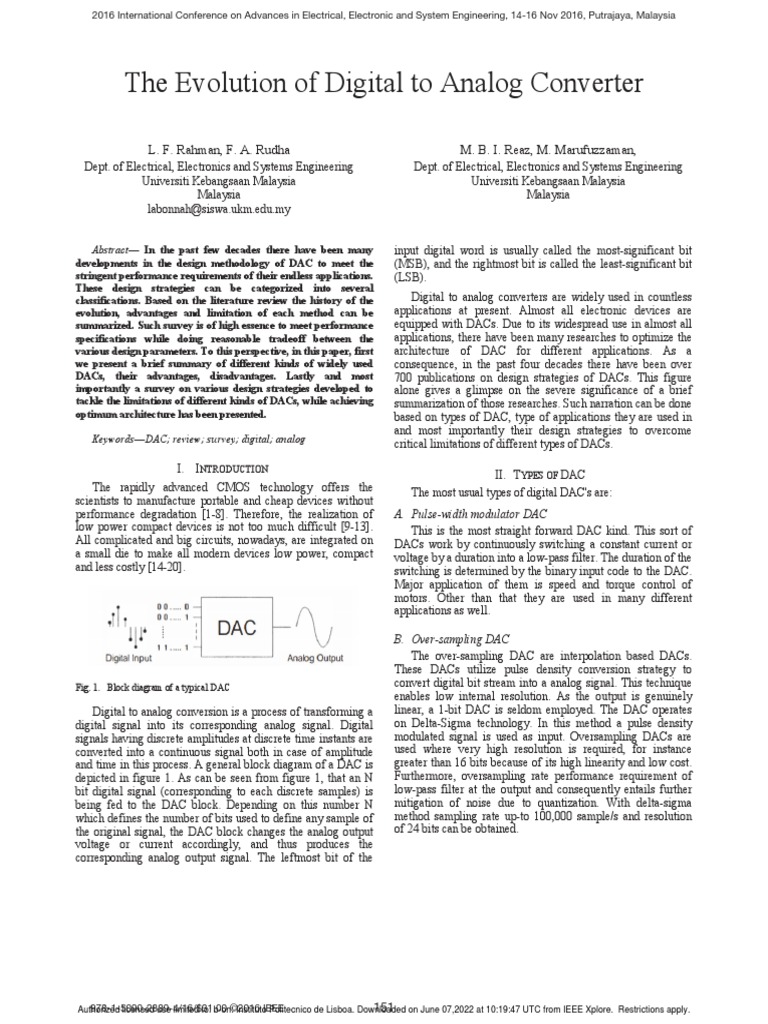 Evolution of Digital to Analog Converters | PDF | Computing | Institute ...