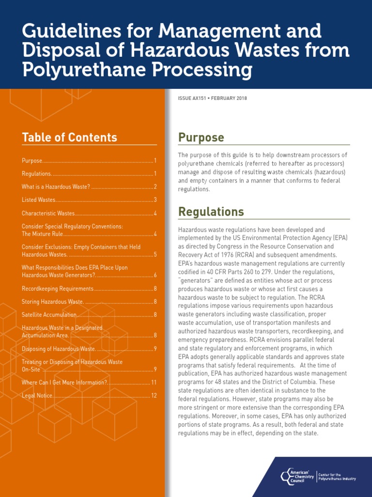 Guidelines For Management and Disposal of Hazardous Wastes From