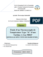 Etude D'un Thermocouple de Température Type ''K'' D'une Turbine A Gaz 5001P