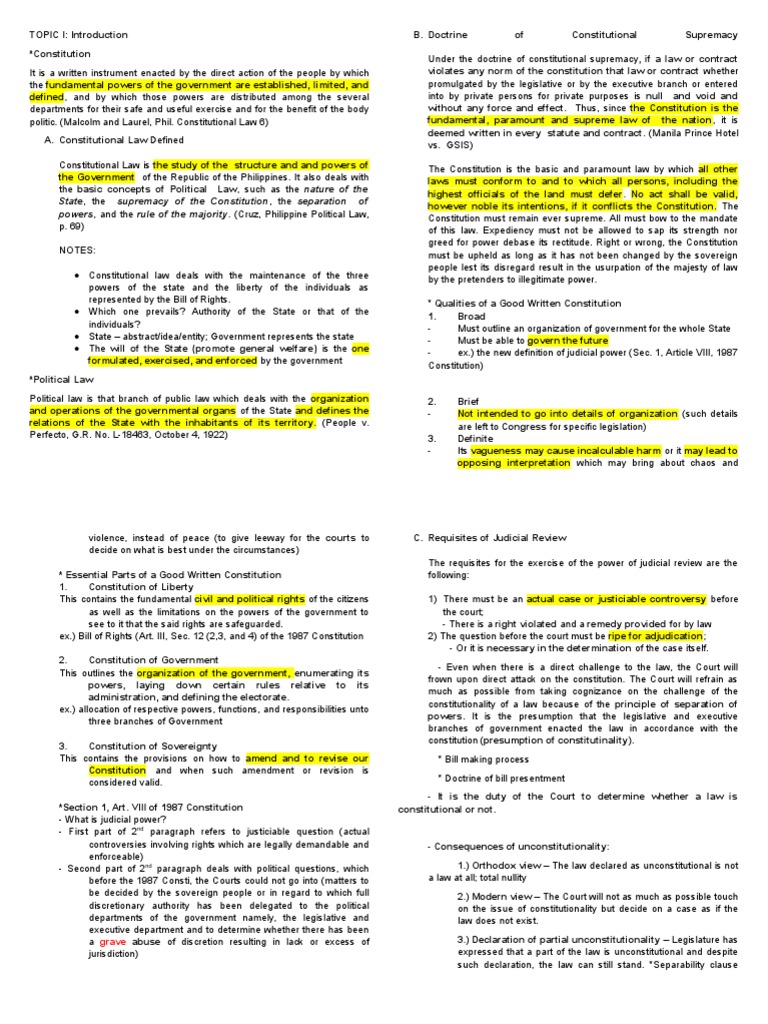 Overview of Philippine Constitutional Law | PDF | Eminent Domain ...