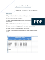 Basic Spreadsheet Concepts - Exercise 1